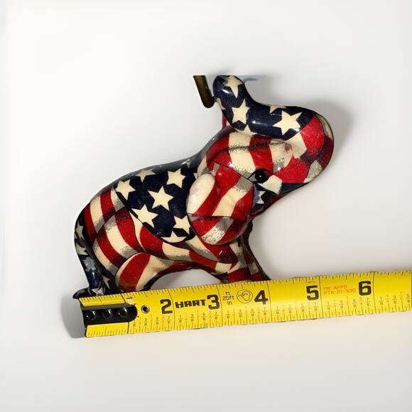 Vintage LaVie Elephant Figurine Stars And Stripes Pattern Americana Mascot 6x5 - Picture 6 of 6